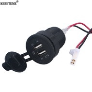 KEBETEME Waterproof 12V Dual USB Car Motorcycle Socket Splitter Charger Power Adapter Outlet Power Mobile Phone Charger