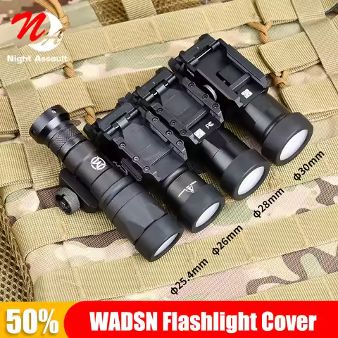 WADSN Tactical M300 M600 X300 X400V Hunting Weapon light LED Flashlight Protector Cover Custom Lens 