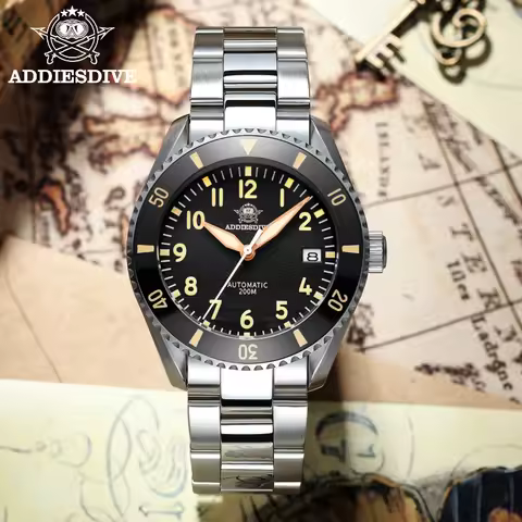 ADDIESDIVE Luxury Men's Watch MY-H9 Sapphire Crystal Ceramic Bezel 200m Waterproof Retro Luminous Di