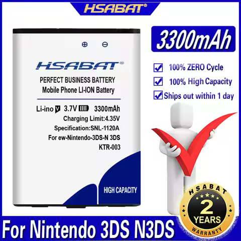 HSABAT KTR-003 3300mAh Battery for New Nintendo New 3DS / New N3DS Batteries