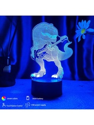 1只恐龍和吉他形狀的彩色小夜燈,帶usb充電功能,適用於桌面、房間裝飾和節日禮物