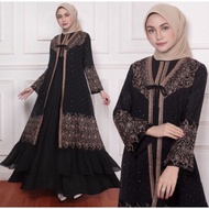 GAMIS ABAYA TURKEY HITAM ROMPI NEW BUSUI BORDIR ORGANZA 5 SERI WARNA