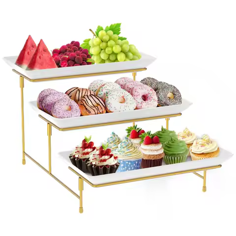 3 Tier Serving Stand Set Fruit Dessert Display Tray Cupcake Tier Stand for Home Party Wedding Displa