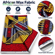 WELLETH African Wax Fabric, Wax Printed Cotton Ankara Fabric,  6 Yards Colorful Patterns Soft Materi