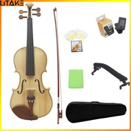 Litake Brightly 4/4 Acoustic Violin Set Beginners Fiddle Starter Kit With Case Shoulder Rest Bow Str