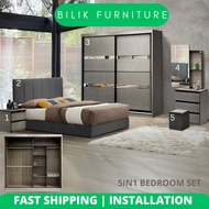 💥Free Intsall💥Bedroom set 4in1/ Bedframe + Wardrobe 6 x 8ft/8 x 8ft+Dressing Table stool+Side Table