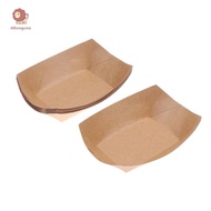 abongsea 10Pcs Disposable Kraft Paper Boats Plates Tray Sushi Boat Box Coated Oil-Proof Paper Box Fr