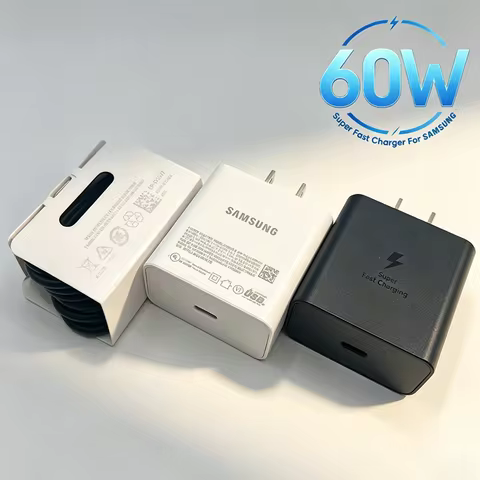 SAMSUNG 60W US Plug PD Charger 5A Type C Cable For Galaxy M47 S26 Ultra S25 FE S24 S23 A37 A56 A57 M
