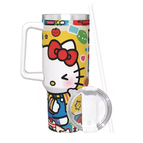 Hello Kitty Cartoon Tumbler Vacuum Insulated Thermal Cup Vacuum Flask Outdoor Mug Spill Proof 40oz