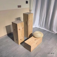 Wabi-Sabi Style Entrance Wood Ornament Wooden Stump Base Solid Wood Tree Stump Square Flower Stand R