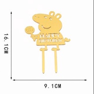 包郵🍀蛋糕裝飾亞克力Happy Birthday小豬Peppa插牌 庫存5件