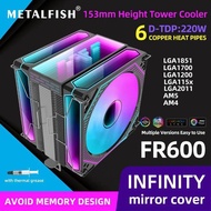 Metalfish FR600 CPU Air Cooler 6 Heat Pipe ARGB PWM 12cm Fan 153mm height For 1851/1700/1200/115X/AM