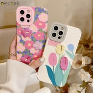 Embroidery Case For OPPO A92s A92 A72 A52 A53 A32 A35 A31 A9 A5 2020 A12e A91 A3s A3 F11 F9 R17 R15 R11S R11 R9S Phone Case Embroidery Tulip Flower Leather Casing Cases Case Cover