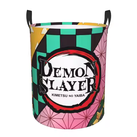 Demon Slayer Kimetsu No Yaiba Laundry Basket Collapsible Large Clothes Storage Bin Anime Manga Laund