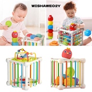 WISHAWEO2Y Educational Shapes Game Cube, Shape Matching Cube 8-in-1 Stacking Learning Toys, Rainbow 