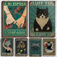 Vintage Black Cat metal signs Poster decor Yoga Dog Inspirational Quotes Nice Butt tin signs Wall Ar