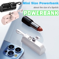 Mini Capsule 5000mAh PowerBank Built in Cable Portable Charger Powerbank iP Android