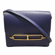 HERMES 愛馬仕 ROULIS 23 豬鼻包 皮革 藍色系 金釦