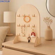 DNOYLW Earring Display Rack, Detachable Wooden Jewelry Storage Rack, Durable Hook Style 3 Layers Arc