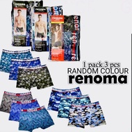 (BORONG) 3 IN 1 PACK RENOMA / BODYLOVE / UNDERWEAR / SELUAR DALAM LELAKI / RANDOM COLOUR