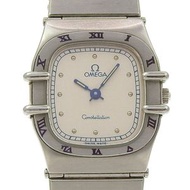 二手OMEGA星座系列女士腕錶，不鏽鋼錶殼，石英機芯，指針式顯示，銀色錶盤。
