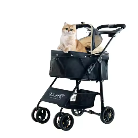 Folding Stroller For Dogs And Cats Pet Transport Trolley Four Rounds Pet Travel Stroller - Foldable 