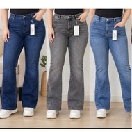 PLUS SIZE BOOTCUT ACID WASH WOMENS JEANS STRACHABLE FIT AND FLARE
