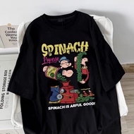 Oversized Crew Neck T-shirt - American Style Popeye Print Y2K Tops | 100% Cotton