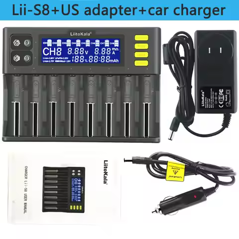 LiitoKala Lii-S8 Battery Charger Li-ion 3.7V NiMH 1.2V Li-FePO4 3.2V IMR 3.8V charger for 18650 2665