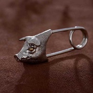 Brass Retro Hugis Brooch - Ulo Ng Baboy Pin Animal Series Pendant Key Chain Bag Hanging Mahusay Na