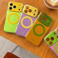 Minimalist Dopamine Contrast Color Smiley Magnetic Case Suitable for iPhone 17 16 15 14 Pro Max i15 