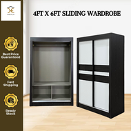 PROMOTION SIAP PASANG Home Elite: 4 FT Sliding Furniture Wardrobe Closet Cabinet Cupboard / 4 Kaki Almari Baju / Almari Rak Baju Sliding Door 2 Sliding Doors