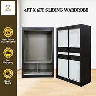 PROMOTION SIAP PASANG Home Elite: 4 FT Sliding Furniture Wardrobe Closet Cabinet Cupboard / 4 Kaki A