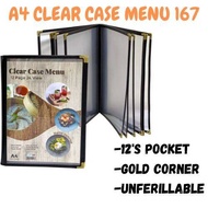 EMI-FILE A4 Menu Triple Stand Fold Holder / Transparent Clear Menu Holder Cover PVC / Restaurant Caf