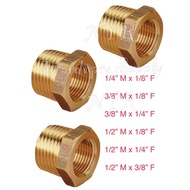 Brass Bush 1/4” M x 1/8” F 3/8” M x 1/8” F 3/8” M x 1/4” F 1/2” M x 1/8” F 1/2” M x 1/4” F 1/2” M x 