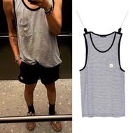 GD GD GD GD Dragon INS Same Style Black White Striped Embroidered Daisy Summer Vest Loose pmo Sleeve