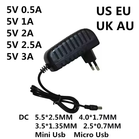 DC 5V 0.5A 0.8A 1A 2A 2.5A 3A AC 100-240V Converter Power Adapter Supply 5 V Volt 1000MA Charger 5.5