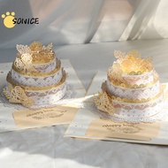Birthday Card Gilded Three-layer Birthday Cake 3D Pop Up Card 3D POP UP Birthday Cards Birthday Cake