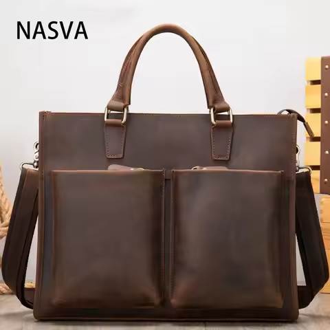 Leather Men's Briefcase Business Retro Handbag For Men Messenger Shoulder Bag Office Bag Laptop Bag 