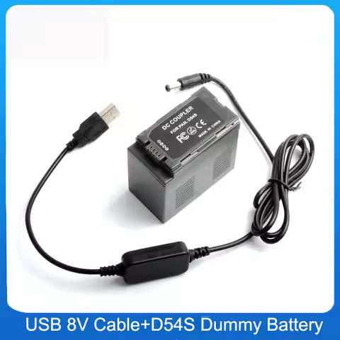 USB Input 8V Voltage Regulator Cable + D54S Dummy Battery CGA-D54S Coupler for Panasonic NV-DS30EG D