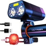 Victagen Bike Lights 5000 Lumens 3LED Bike Lights for Night Riding, Super Bright Bike Light Front an