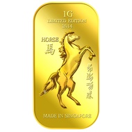 999.9 Pure Gold | 1g Golden Horse Gold Bar