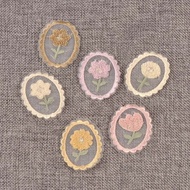 6pcs 4.9x3.9cm Lace Edge Frame Flower Mixed Pattern Embroidered Patch Clothes Appliques Sewing Acces