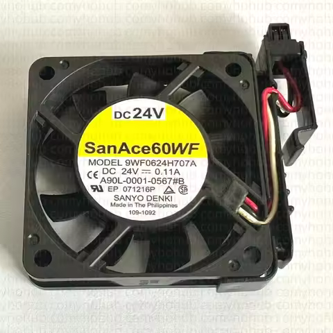SANYO DENKI A90L-0001-0567#B 9WF0624H707A DC 24V 0.11A 60x60x15mm 3-Wire Server Cooling Fan
