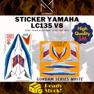 YAMAHA LC135 V8 Coverset Stripe Sticker Gundam Edition Kaverset 3M Premium Sticker Putih Pelekat Kau