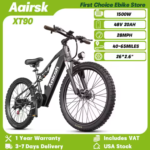 Aairsk XT90 Adult Travel Mountain Ebike 1500W 48V 20Ah Off-Road Electric Bicycle 26*2.6" Tire Full S