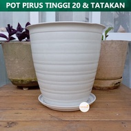 Pot Tawon Pirus Tirus 18 cm Madu tinggi putih 18cm dan Tatakan