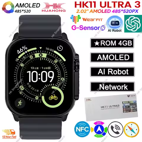 2026 New HK11 ULTRA 3 MAX Gen2 Smartwatch 49mm HD AMOLED 4G ROM Bluetooth Network Call Robot NFC Com