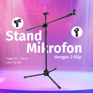 Stand Microphone HP Tripod Lantai Mikrofon 2 Klip Mic Holder Model Jepit NB-107