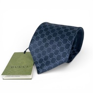 成色極佳 ▲ GUCCI 22AW 456520 領帶 FEDRA GG 圖案 100% 絲質領帶，海軍藍，義大利製，正品，男士商務領帶 ◎